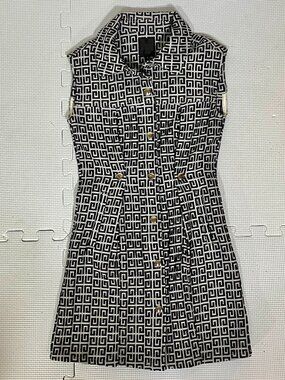 GIVENCHY Kids Black White 4G Logo Monogram Print Jacquard Dress Girls Size 8
